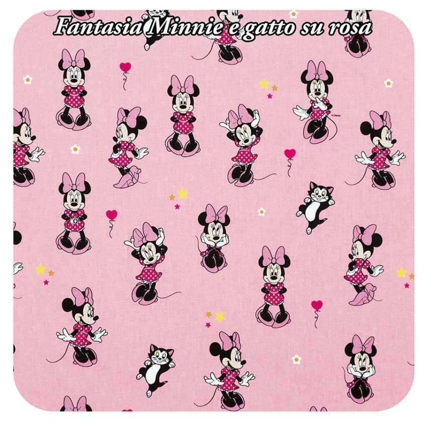 Fantasia Minnie e gatto su rosa